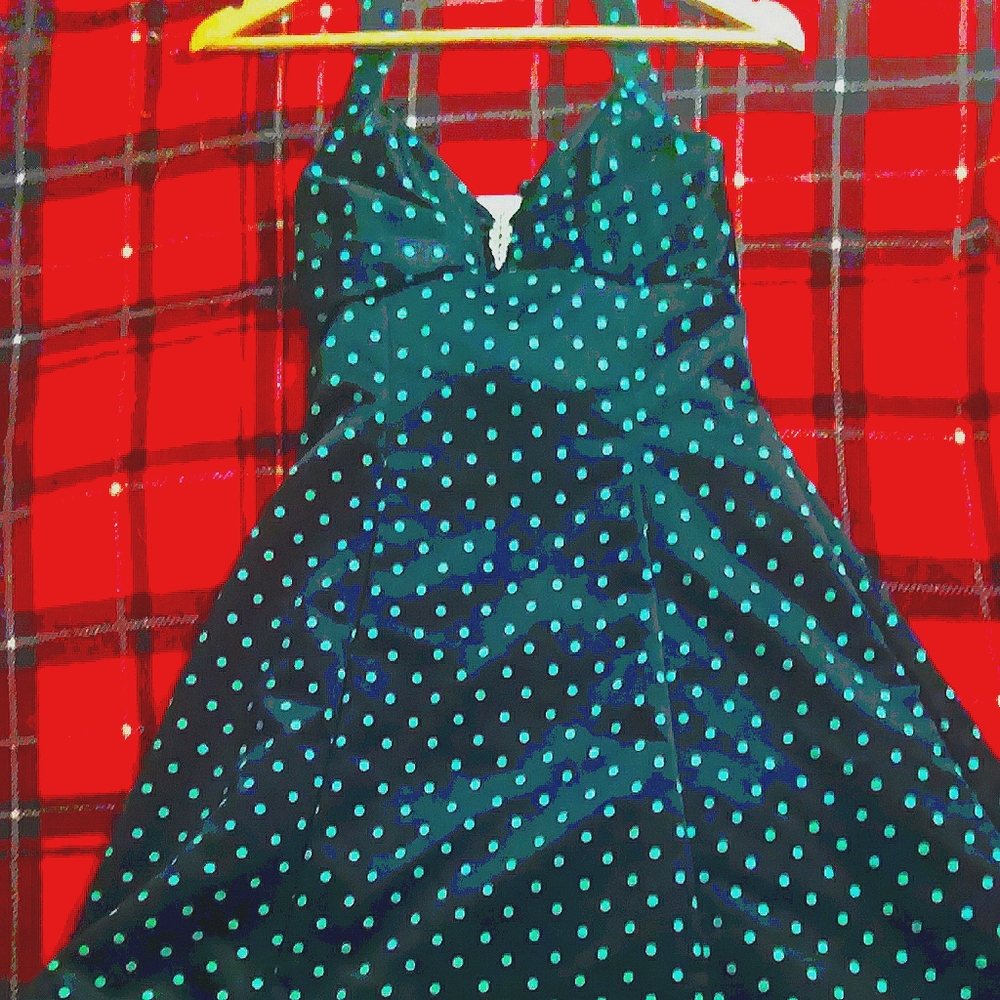 Roberto Navy & baby blue polka dotted party dress